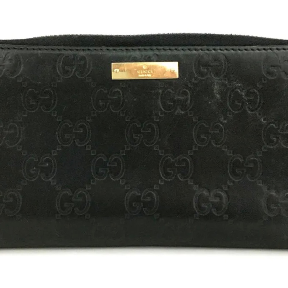GUCCI GG Logo Leather Zip Around Long Wallet Vintage